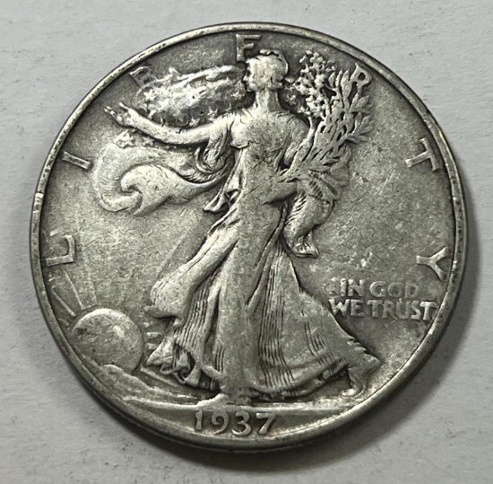 1937-D US Walking Liberty Half Dollar, 90% Silver