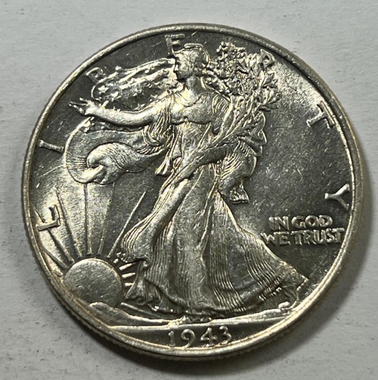1943 US Walking Liberty Half Dollar, 90% Silver