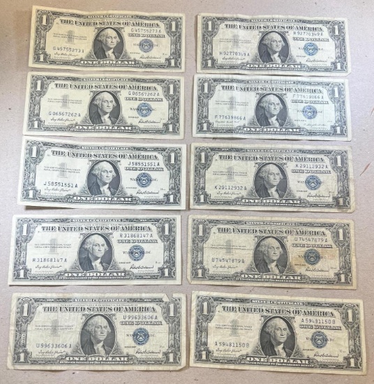 10- 1957 Silver Certificates, sells times the money