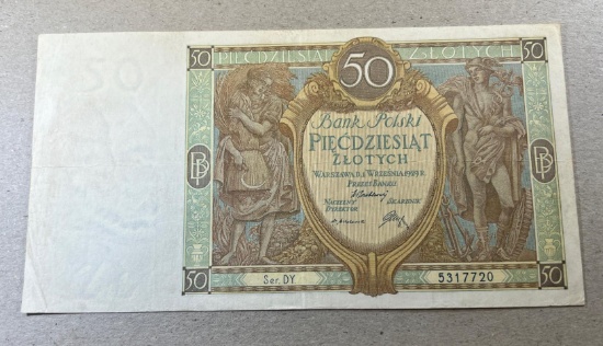 1929 Poland 50 Zoltych banknote