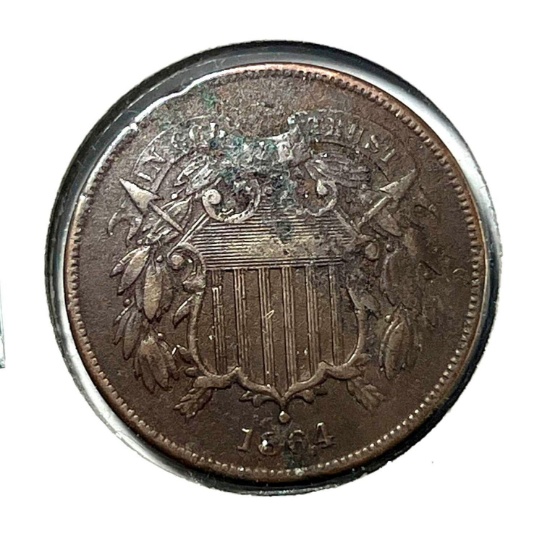 1864 US 2 Cent Piece, Civil War Coin