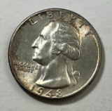 1948 US Washington Quarter, 90% silver