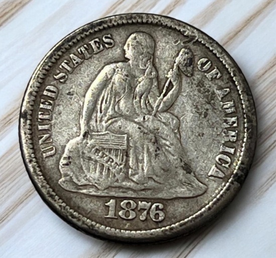 1876-S Seated Liberty Dime, Near Full Liberty