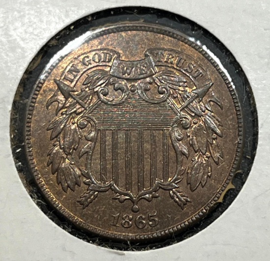 1865 US 2 Cent Piece, Civil War Coin