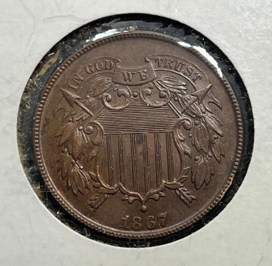 WOW 1867 US 2 Cent Piece