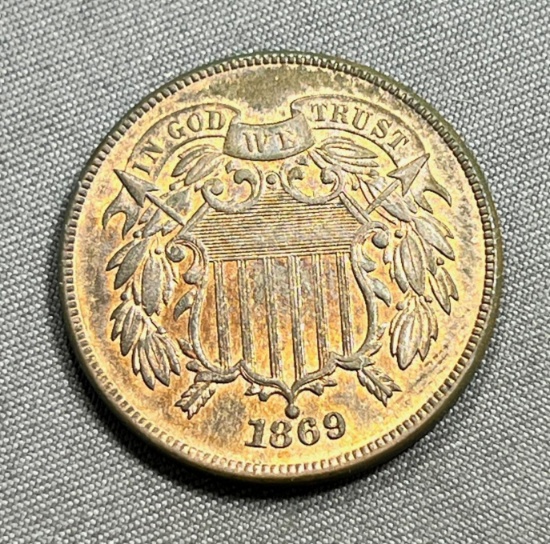 L@@K 1869 US 2 Cent Piece