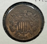 1864 US 2 Cent Piece, Civil War Coin