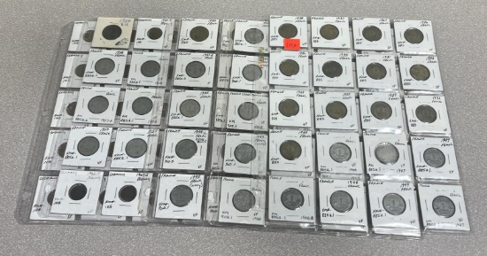 Foreign Coins 100 Total  France and more 1930's - 1990's
