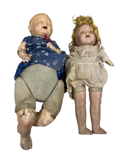 Dolls - lot of 2, composite, vintage