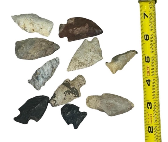 Arrowheads lot of 10 Crawford County Ohio Largest 2 1/8"