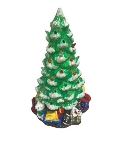 Porcelain Christmas Tree, 12 inches tall, one chip, see pics, no base