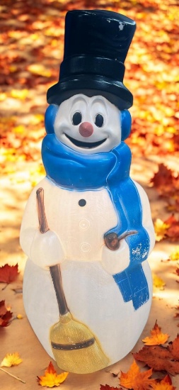 Snowman Blow-Mold, 43 inches tall, working power cord, missing 2 buttons