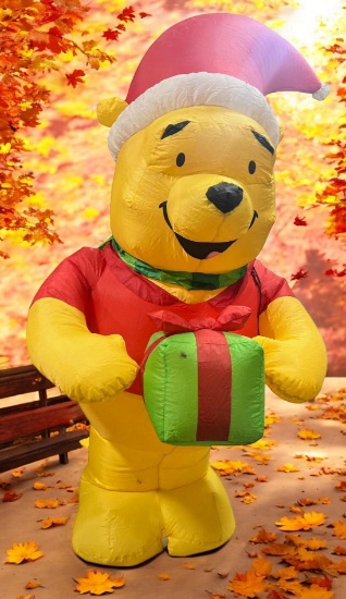 Winnie the Pooh Inflatable Decoration, w/ built in blower, needs new tie down ropes, over 6 ft tall