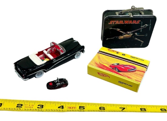 Asst. vintage ornaments including cars and Star Wars Mini Lunchbox