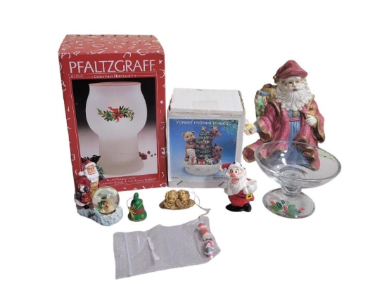 Santa music box, Pfaltzgraf candle holder, and more