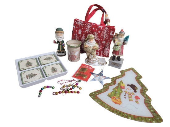 Cutting board, coaster holder, santas, and more