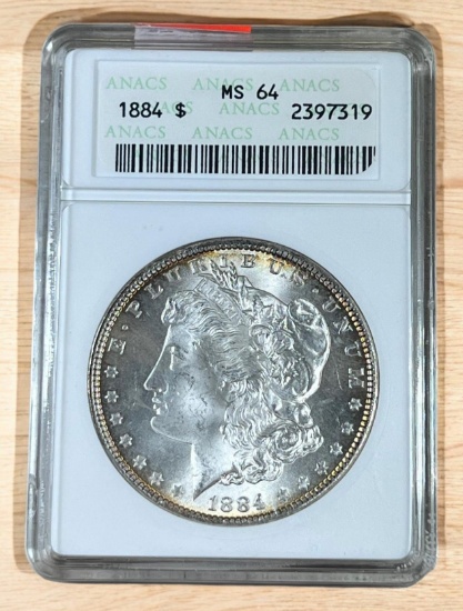 1884 Morgan Silver Dollar, grade MS64 in ANACS holder