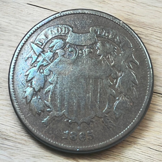 1865 US 2 Cent Piece, Civil War Coin