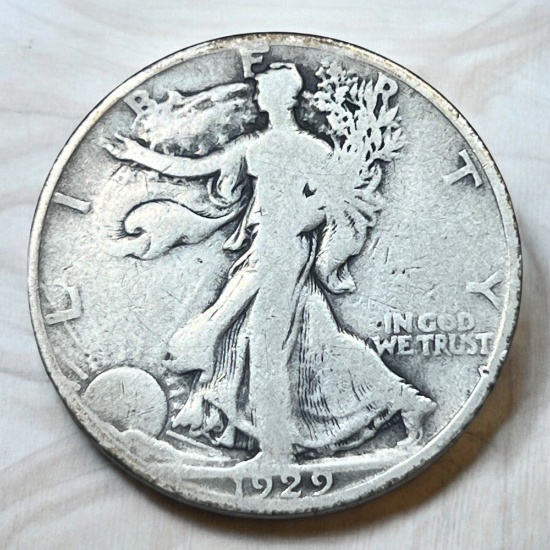 1929-D US Walking Liberty Half Dollar, 90% Silver