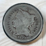 1870 US 3 Cent Nickel