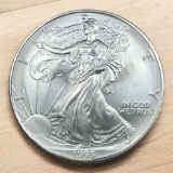 1995 US Silver Eagle Dollar Coin, .999 Fine Silver