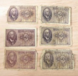 6- Italy Regno d'Italia 5 Lire Banknotes, 1940?, sells times the money