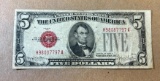 1928F $5.00 Red Seal United States Banknote