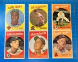 1959 Topps Baseball lot of 6 w/ Richardson, Mazeroski