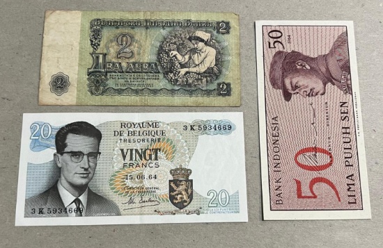 3- Asst. Foreign Banknotes, 2 Are UNC