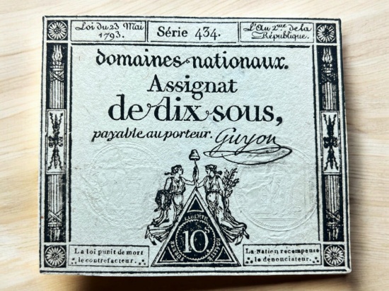 1792 France 10 Sous Banknote