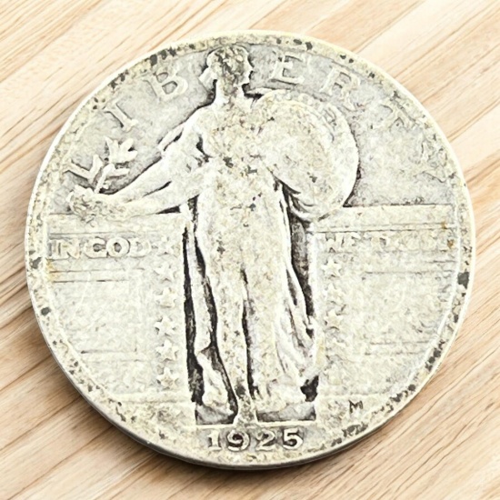 1925 Standing Liberty Quarter Dollar, 90% Silver