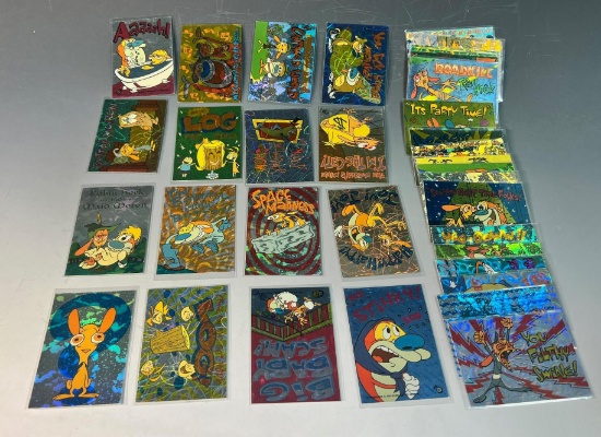 1993 Ren and Stimpy Sparkle Prizm lot 34/50 + 38 cards in lot