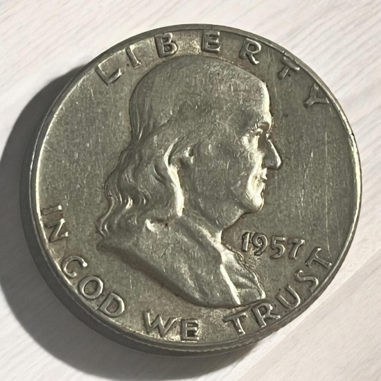 1957 Franklin Half Dollar, 90% Silver