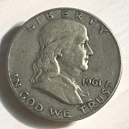 1961-D Franklin Half Dollar, 90% Silver