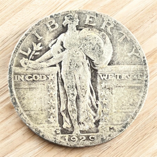 1929-D US Walking Liberty Half Dollar, 90% Silver