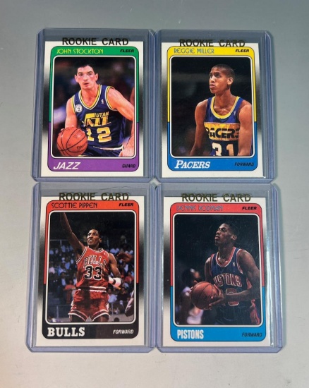 Basketballc88 - 89 Fleer Rookie Card Lot including Pippen (error), Rodman, Miller, Stockton