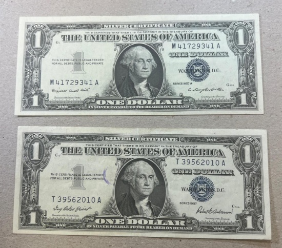 2- 1957 Silver Certificates, Better Quality