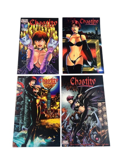 Chastity Chaos Comics lot of 4 Theater of Pain 1-3 & Rocked 1