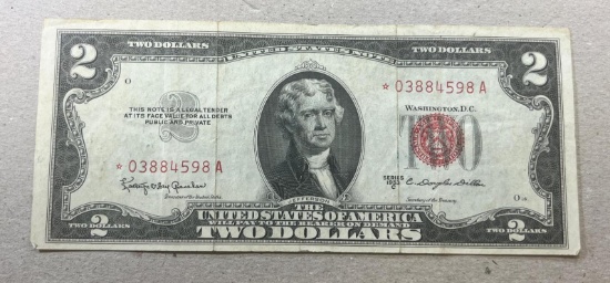 1953 Red Seal $2.00 Star Banknote