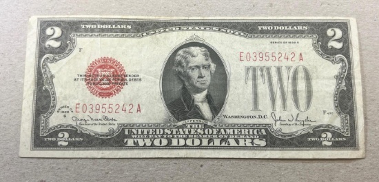 1928G Red Seal $2.00 United States Banknote