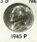 1945-P US Jefferson War Nickel, 35% silver, UNC