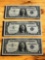 3- 1957 Silver Certificates, 1957, 1957A, 1957B, all UNC