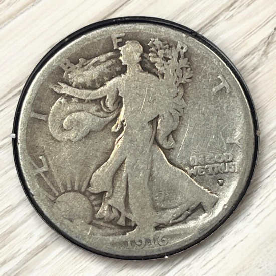 1916-D US Walking Liberty Half Dollar, 90% silver