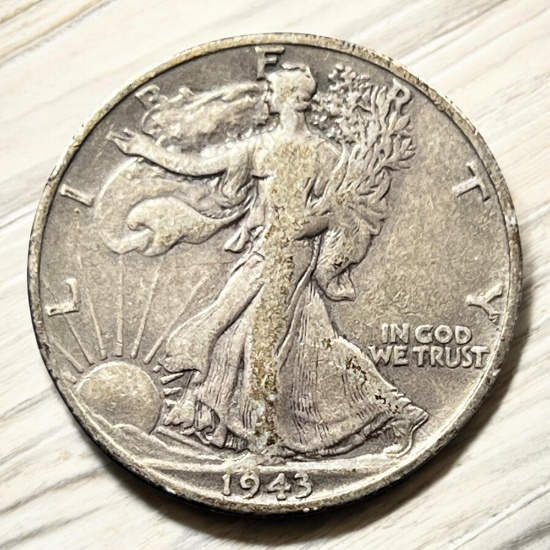 1943-S US Walking Liberty Half Dollar, 90% Silver