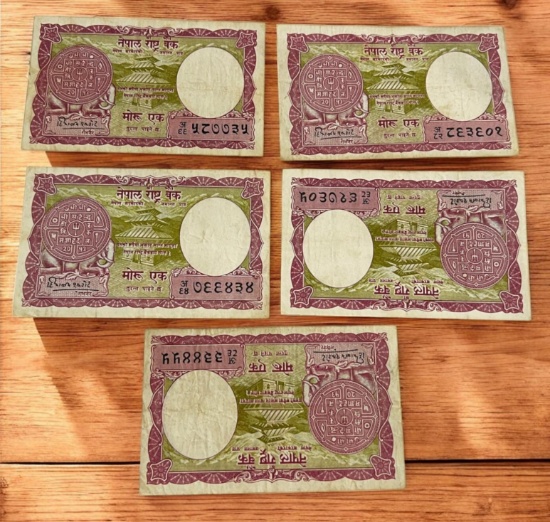 5- Nepal 1 Mohru Banknotes