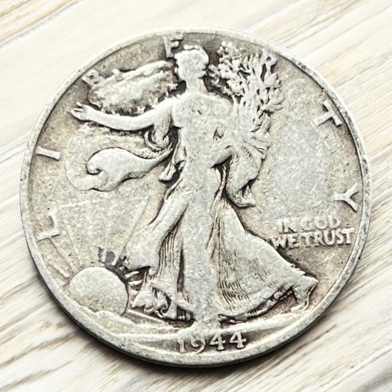 1944-D US Walking Liberty Half Dollar, 90% Silver