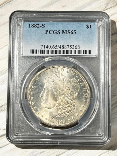 1882-S Morgan Silver Dollar in MS65 PCGS Holder