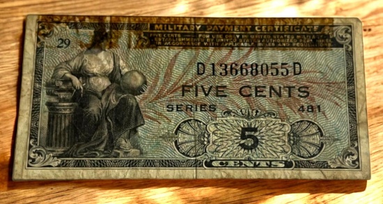 Series 481 Five Cents Military Payment Certificate