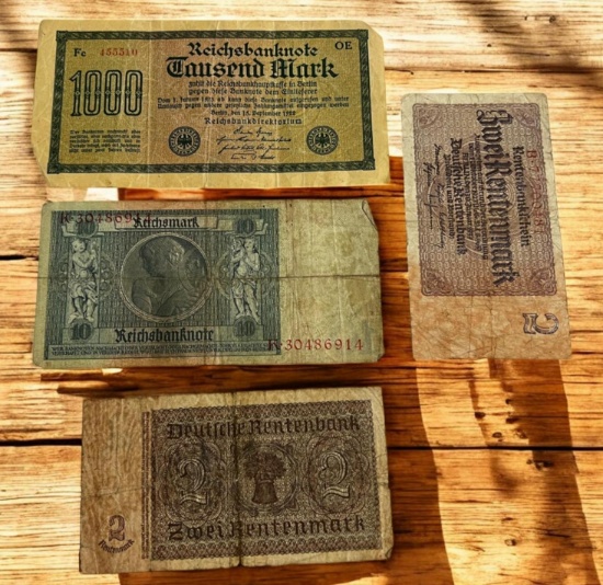 4- Pre WW2 Germany Reichsbanknote Notes, sells times the money