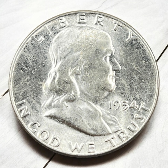 1954 Franklin Half Dollar, 90% silver
